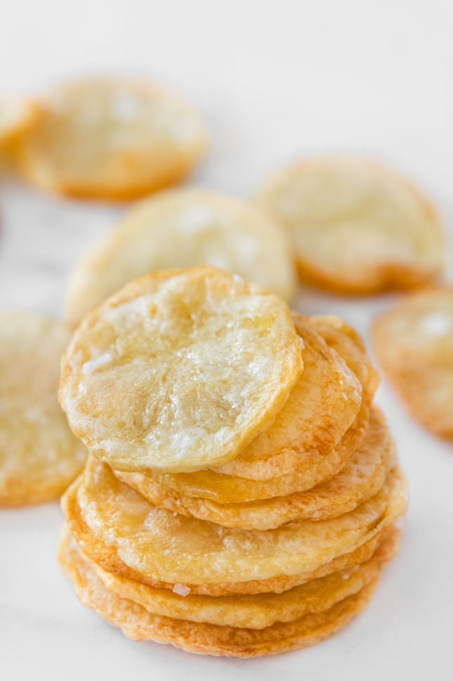 Side photo of some baked chips